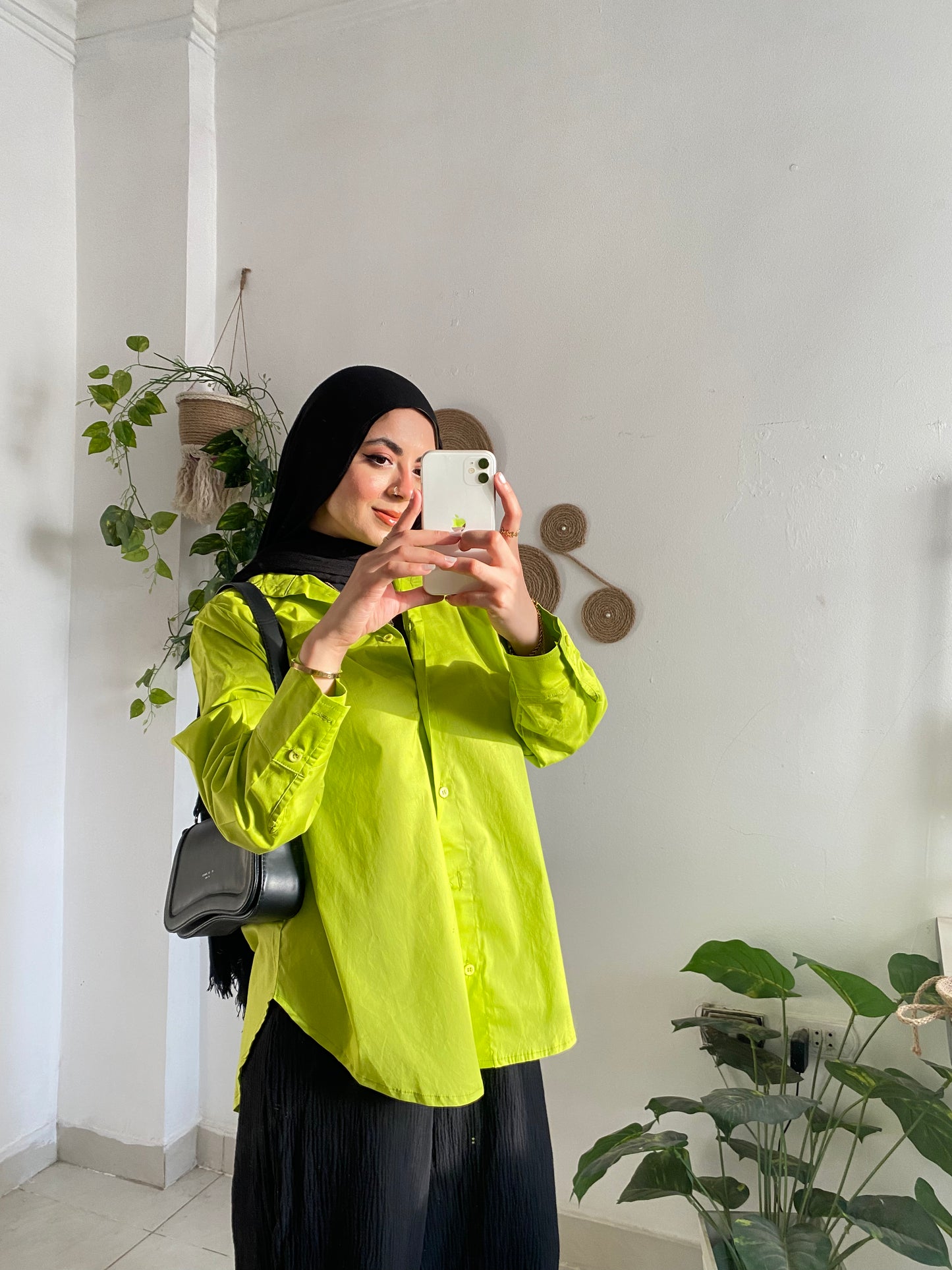 Over Size  Poplin shirt In Lime Green