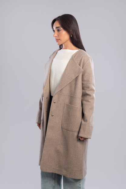 A wool-blend overcoat  In Beige