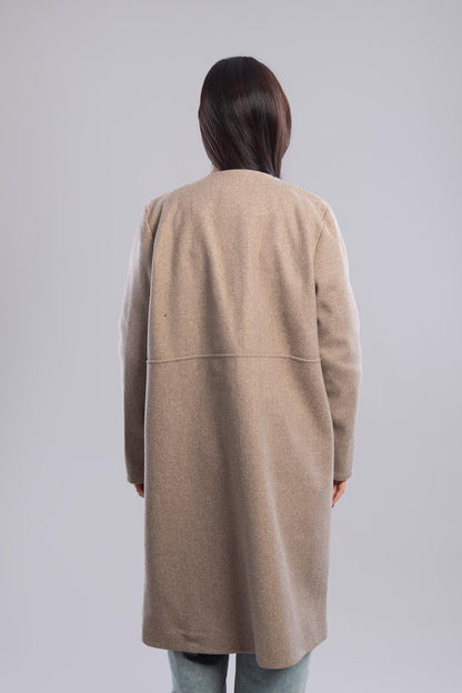 A wool-blend overcoat  In Beige