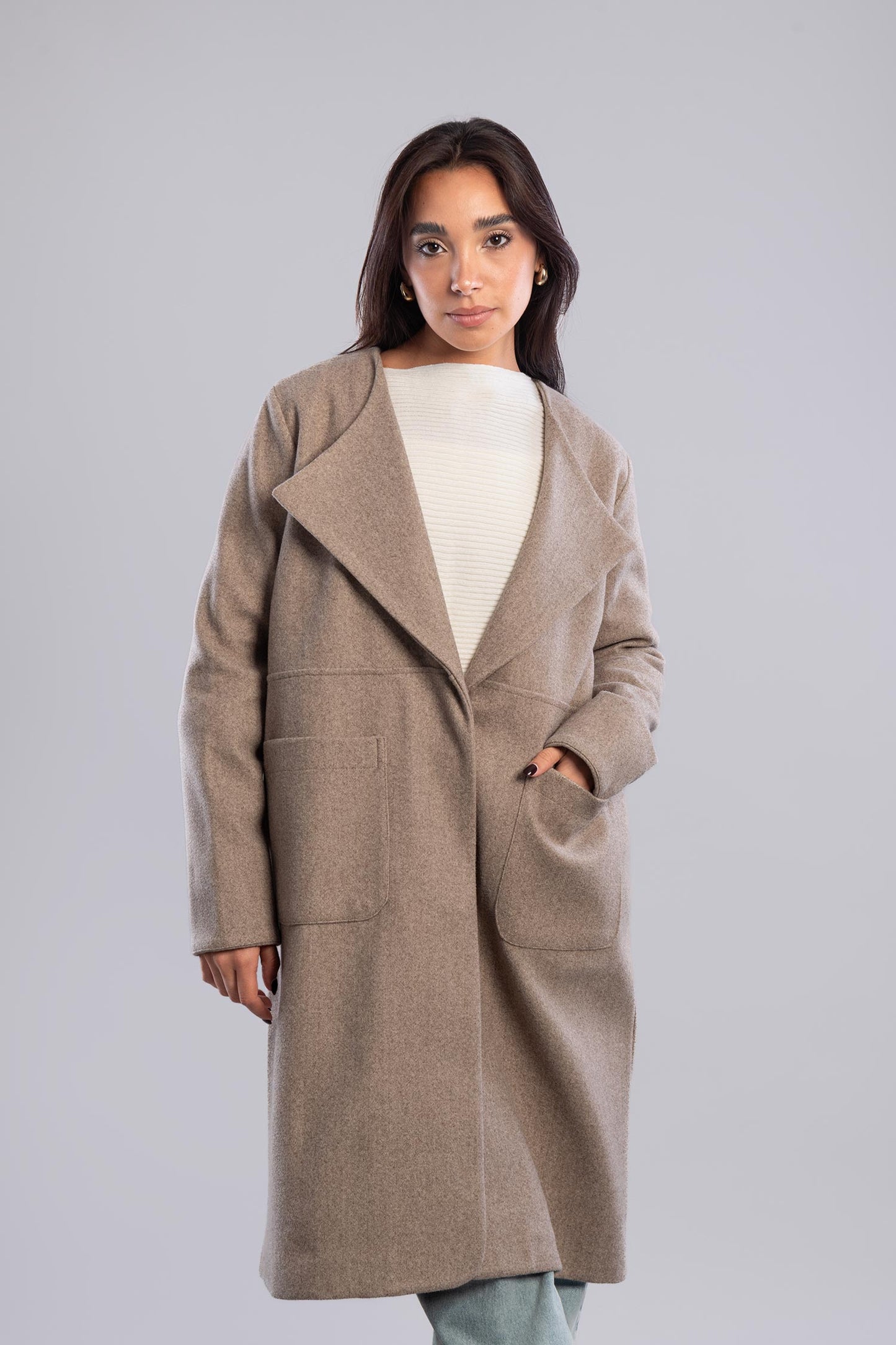 A wool-blend overcoat  In Beige