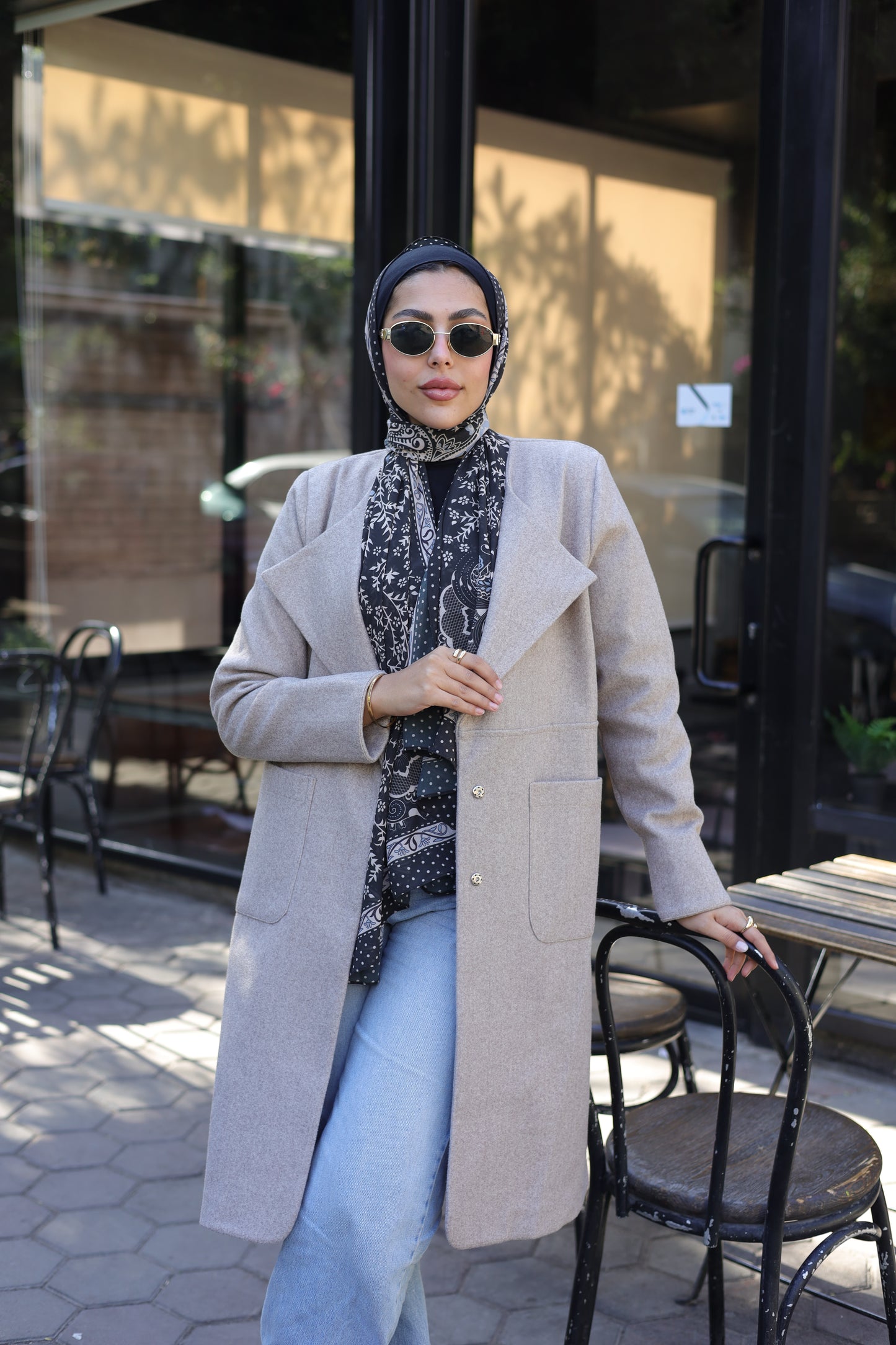 A wool-blend overcoat  In Beige