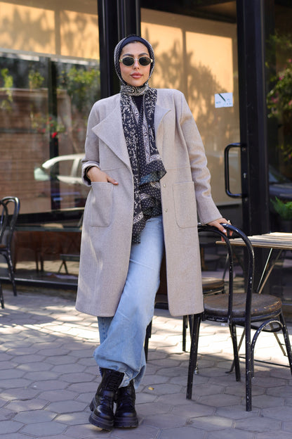 A wool-blend overcoat  In Beige