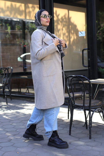 A wool-blend overcoat  In Beige