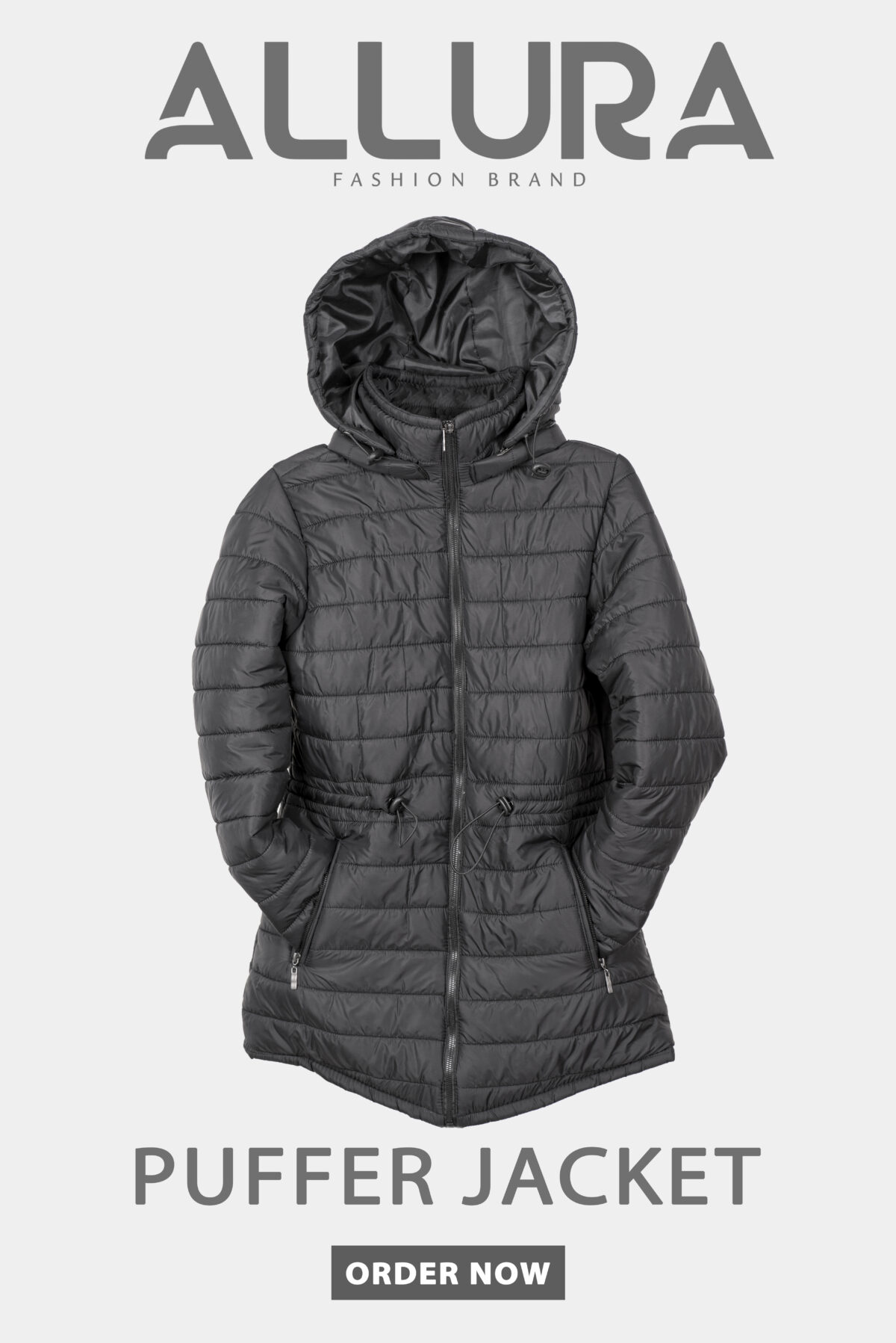 Black Padded Jacket With Hood
