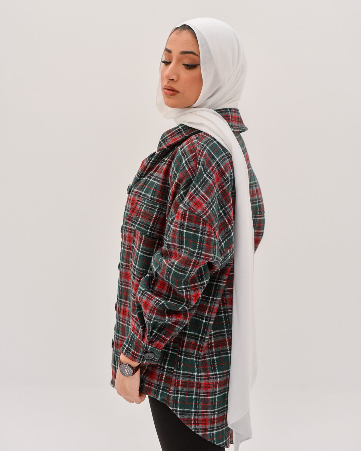 Black and red Thick wool oversized check shirt