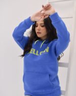 Hellow - Blue Casual printed hoodies with pockets