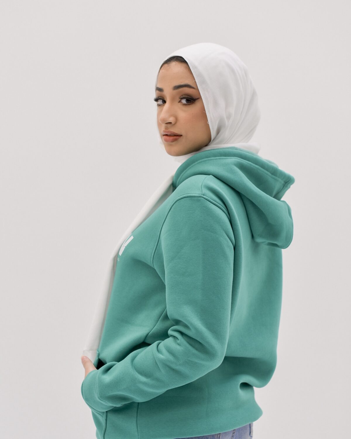 Light green Casual printed hoodies with pockets