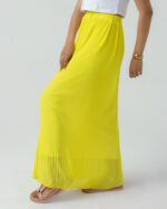 Yellow chiffon pleated skirt