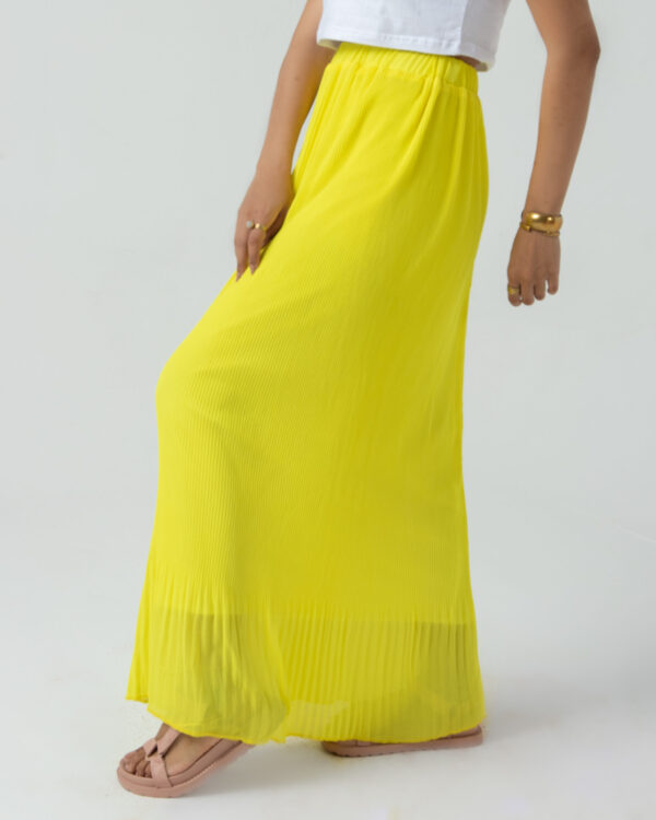 Yellow chiffon pleated skirt