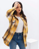Yellow light wool oversized check shirt
